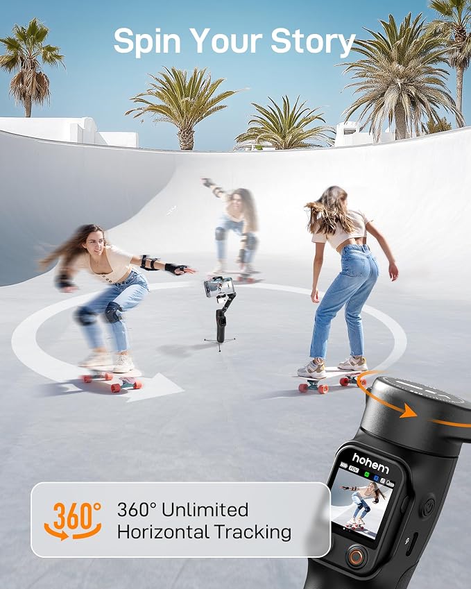 hohem iSteady V3 Ultra 3-Axis Gimbal Stabilizer for iPhone & Android | AI Live Feed Monitoring, AI Auto Tracking, Touchscreen Remote, iSteady 9.0 Anti-Shake, 8" Rod, Tripod, Fill Light, 9H Battery - Image 5