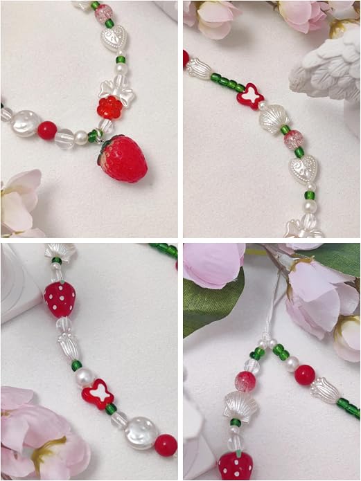 cioatu Phone Charms Cute Cherry Butterfly Cell Phone Lanyard Strap Wrist Strap for Bag Airpods Camera Pendants Decor - Image 7
