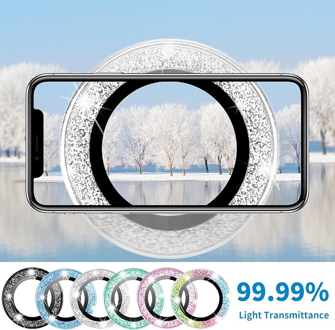 Designed for iPhone 16 and 16 Plus Camera Lens Protector, Bling Glitter Diamond Lens Cover 9H Tempered Glass Camera Cover Anti Scratch Shockproof Screen Protector - Image 3