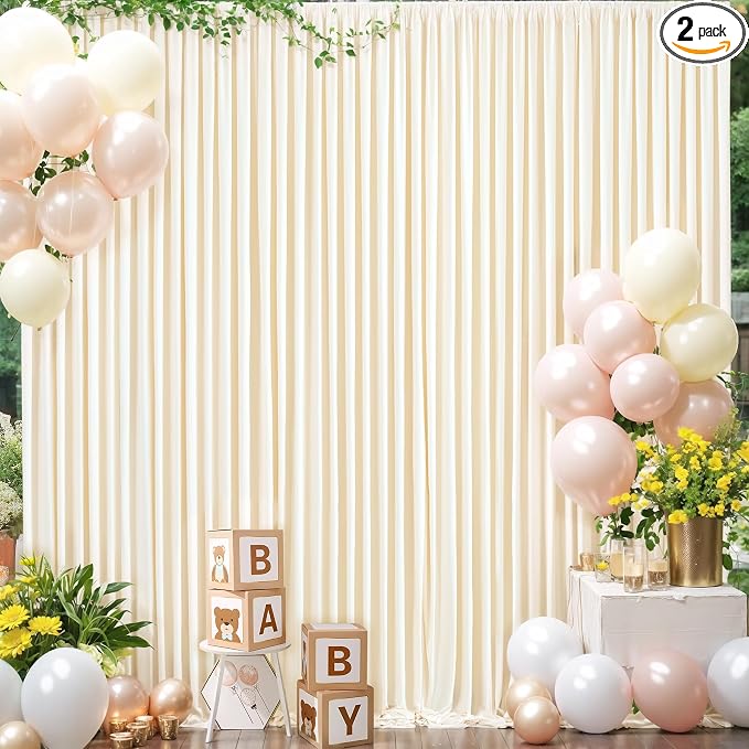 10x10 Champagne Backdrop Curtain for Parties Wedding Baby Shower Wrinkle Free Photo Curtains Backdrop Drapes Fabric Decoration for Bridal Shower 5ft x 10ft,2 Panels by Tao-GePartyDecorations