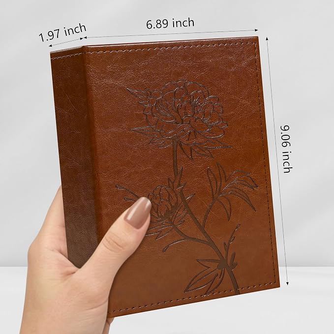Vienrose 4x6 Photo Album Holds 200 Photos Vegan Leather Cover | Horizontal pockets, Brown, Large capacity, Family Wedding Baby Travel - Image 2