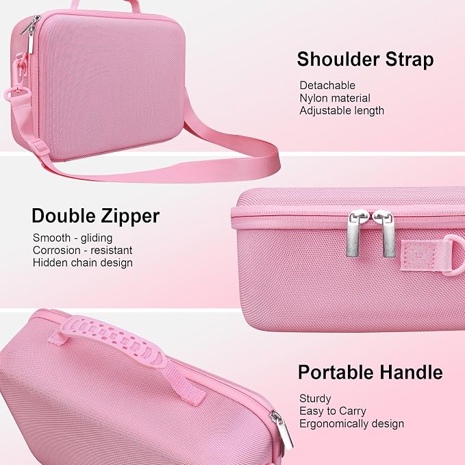 RAIALL Case for Canon EOS Rebel T7/R50/R100/Sony/Nikon D7500 Camera, Pink | for R50V/R8/R10/RP/R7/R6 Mark II/R5 DSLR SLR, Lens, Tripod, Hard Protective Travel Bag with a Shoulder Strap and 5 Dividers - Image 6