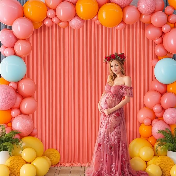 4 Panels Orange Backdrop Curtain for Parties Wrinkle Free Photo Curtains Backdrop Drapes Fabric Decoration for Wedding Birthday Party Baby Shower 20ft(W) x 10ft(H) - Image 9