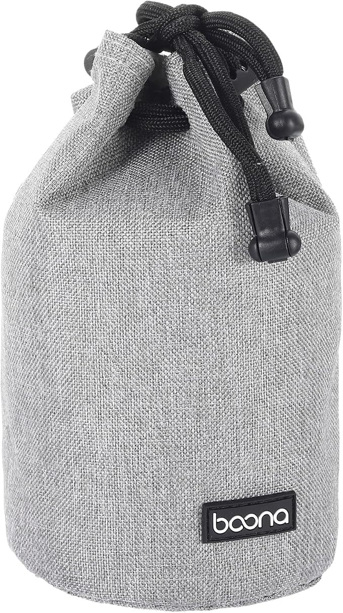 PATIKIL Soft Drawstring Lens Case, Lens Pouch Bag with Cotton Pad 3.9" OD Thick Fleece Cloth Camera Lens Bag for SLR Lens Water Cups, Grey by PATIKIL