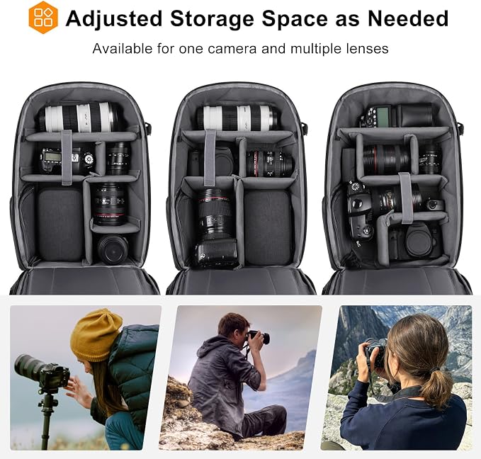 MOSISO Camera Backpack, Full Back Access Photography Backpack, Black | DSLR/SLR/Mirrorless Waterproof Camera Bag with Tripod Holder&Laptop Compartment&Rain Cover Compatible with Canon/Nikon/Sony - Image 2