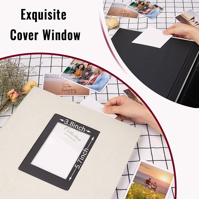 Linen Photo Album 4x6 Large Capacity 1000 Pockets Pictures Fabric Cover Books Albums Wedding School Family Anniversary Baby Memory Engagement Travel Albums(Beige, 1000 Pockets) - Image 3