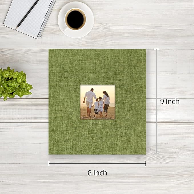 potricher Photo Album 4x6 Pictures, 200 Pockets, Linen Cover, Green | Linen Cover, Front Window, Large Capacity 4x6 Picture Albums, Photo Book for Family, Wedding, Anniversary, Baby, Keepsake - Image 2