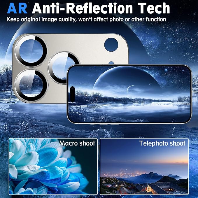 SiHPuoy Camera Lens Protector for iPhone 17 Pro Max, Tempered Glass, Grey | 2pcs, 9H+ Hardness, Military Grade Shatterproof, Anti-Scratch, Case Friendly, Metal Camera Cover, Does not Affect Night Shots - Image 6