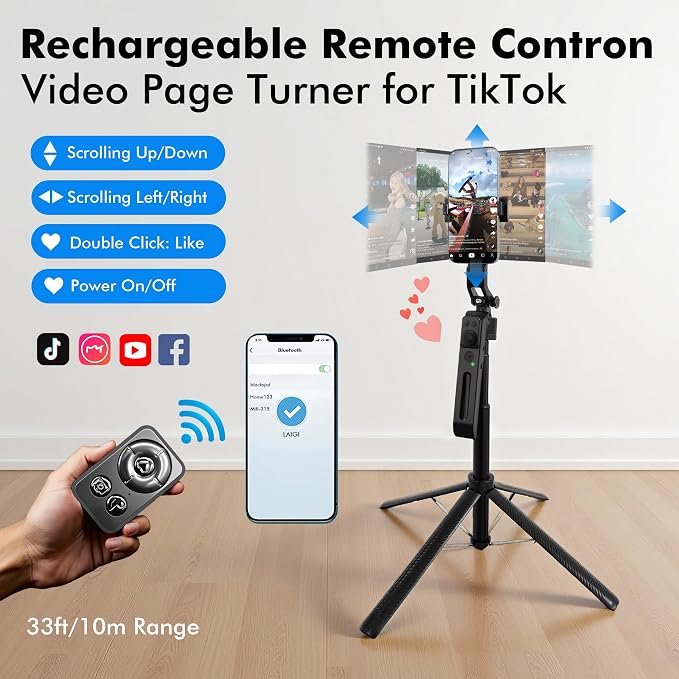 Auto Face Tracking Selfie Stick Tripod with Fill Light, 360 Rotation & Gesture Control, 70.9" Selfie Stick Tripod for iPhone with Remote for for TikTok/Vlog/Live Stream/Video Recording - Image 2