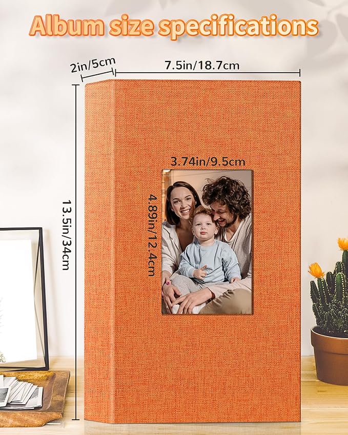 Artfeel Photo Album 4x6 with 300 Pockets,Slip-in Picture Albums,Linen Cover Memory Book with Front Window,White Page Vertical Photo Book for Wedding,Family,Anniversare,Baby,Vacation - Image 3