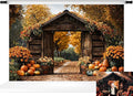 Kate Fall Backdrop Thanksgiving Backdrops for Photography Fall Maple Leaves Pumpkin Barn Door Backgrounds, 7x5ft by KateBackdropforPhotography