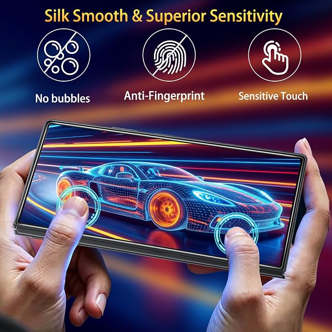 SiHPuoy Tempered Glass Screen Protector for Samsung Galaxy Z Fold 8 Ultra | 3 Pack, 9H+ Hardness, Military Grade Shatterproof, Auto-Dust Removal Bubble Free, Case Friendly, with Camera Lens Protectors - Image 6