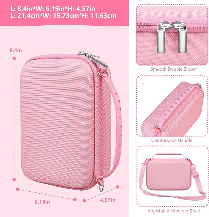 Hard Travel Case for Sony ZV-1F / ZV-1 / ZV-1 II Digital Camera, Protective Cases Bag Fits Vlogger Accessory Kit Tripod, Microphone, LED Video Light, Extra Zipper Pocket fit Battery Pack, Pink - Image 3