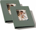 Small 4x6 Photo Album 24 Pockets Linen Cover Gray Green 2 Pack | Linen Cover, Front Window, Portable Mini Picture Book, Travel Wedding Memories by Remowith