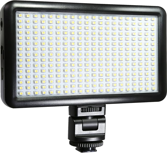 Vidpro LED-300 Photo and Video Light Kit - On Camera Panel LED Light - Adjustable and Dimmable Light Fits Cameras Video Camcorders and DLSR w/Hot Shoe Includes Rechargeable Battery Diffuser and More - Image 2