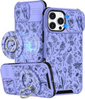 Buleens for iPhone 16 Pro Case 6.3 Inch - with Ring Stand & Camera Cover Aesthetic Cute Designed for Women Girls Teens Kawaii Flowers Floral Phone Case for iPhone 16 Pro Compatible with Magsafe by Buleens