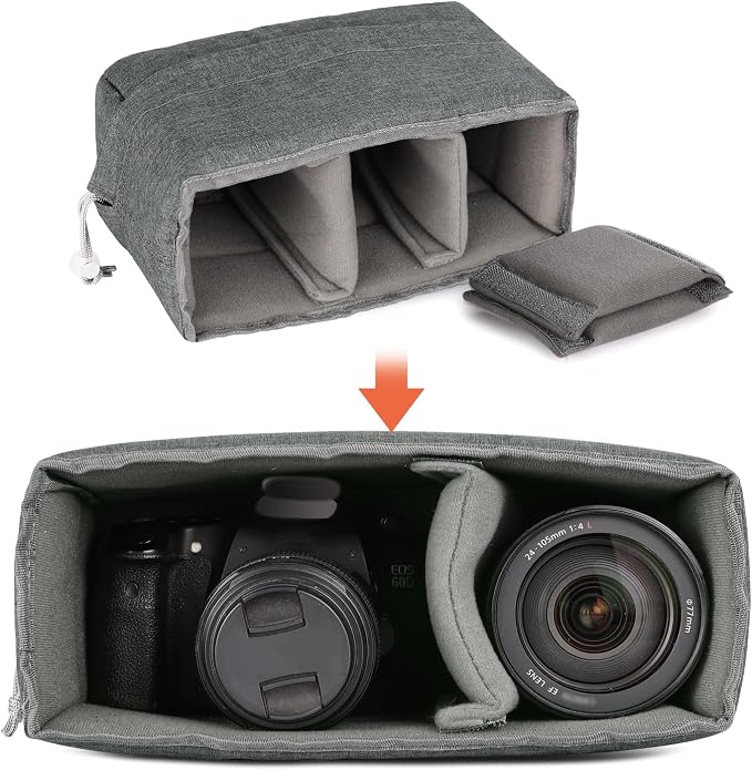 Koolertron Waterproof DSLR Camera Bag with Removable Insert, Adjustable Compartments, Fits in Camera Bags - Protective Case for DSLR/SLR Cameras & Accessories - Image 6