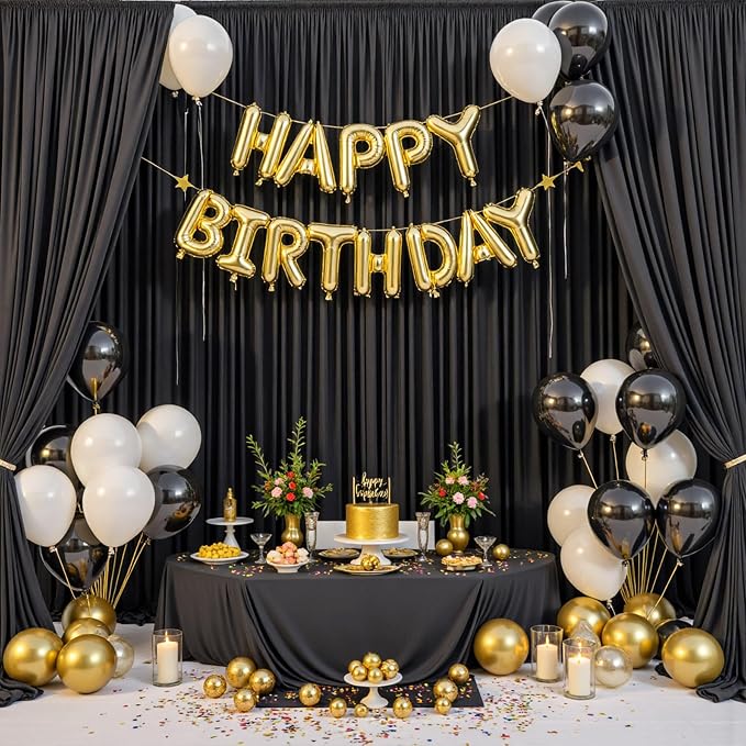 50ftx10ft Wrinkle Free Black Backdrop Curtain for Parties, 10 Panels 5x10ft Silky Photo Backdrop Drapes Back Drop Cloth Drapery for Wedding Birthday Photography Background Photoshoot Decor - Image 8