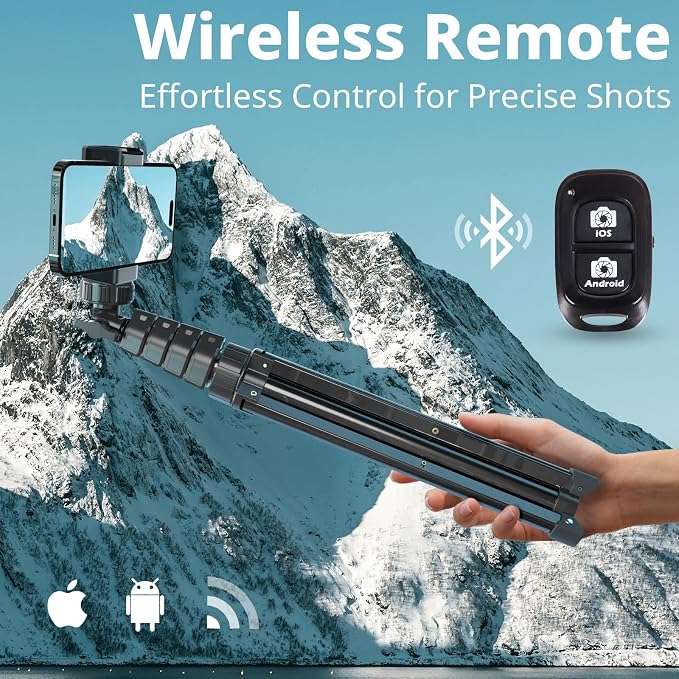 UBeesize 62" Phone Tripod & Selfie Stick with Wireless Remote and Phone Holder, Compatible with iPhone and Android for Selfies, Video Recording, and Live Streaming(Black) - Image 4