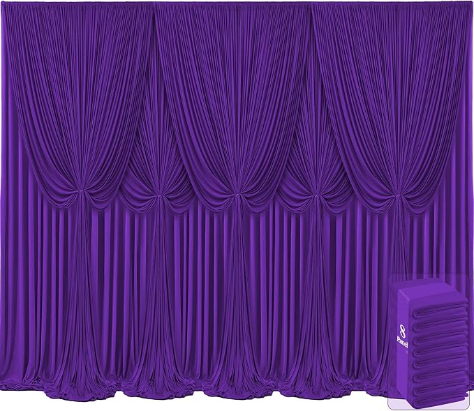 8 Panels Purple Backdrop Curtains for Wedding Party Wrinkle Free Backdrops Curtain Drapes Fabric Decorations Photo Back Drop Cloth for Baby Shower Photography Stage Reception 40ft(W) x 12ft(H) by Tao-GePartyDecorations