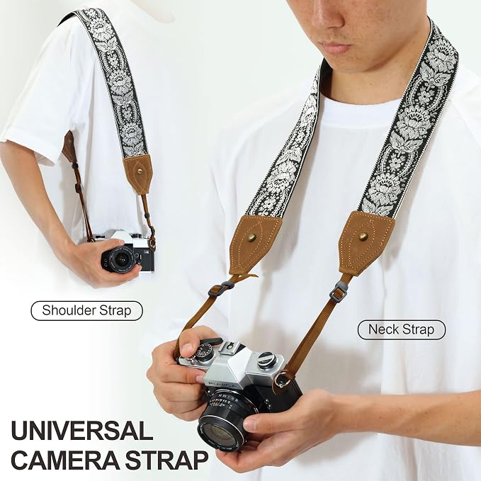 Padwa Lifestyle 2" Wide Classic Crazy Horse Art Cowhide Head Cotton Camera Straps for Photographers - Image 3