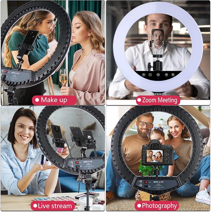 21 inch LED Ring Light with Tripod Stand, Large Selfie Ring Light with Touch Panel for YouTube Vlog Video Shooting, Makeup Studio Portrait with Carrying Bag and Remote Controller, CRI>97 - Image 7