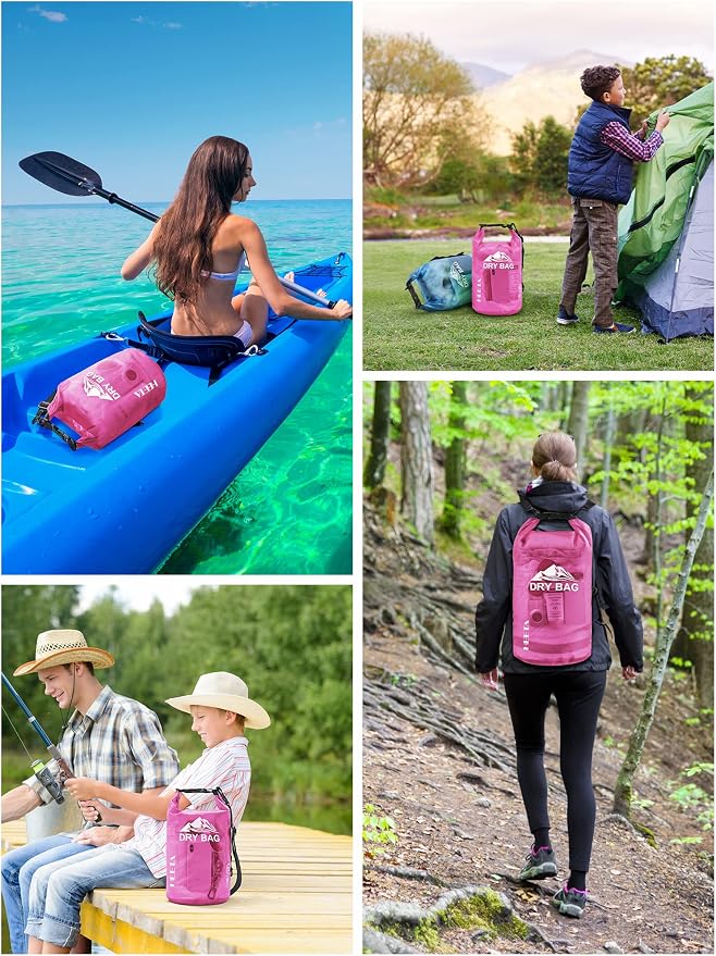 HEETA Dry Bag Waterproof Backpack with Phone Case 5L/10L/20L/30L/40L | Roll Top Lightweight Dry Storage Bag for Women Men, Travel Boating Kayaking Paddle Board Camping Beach Essentials Accessories - Image 6