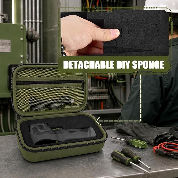 Boobowl Hard Thermal Camera Case for TOPDON TC004, for HSFTOOLS HF96, H128 | Infrared Camera Box, Removable Foam and Storage Pocket for USB Cables and Calibration Cards, Technicians, Case Only - Green - Image 3