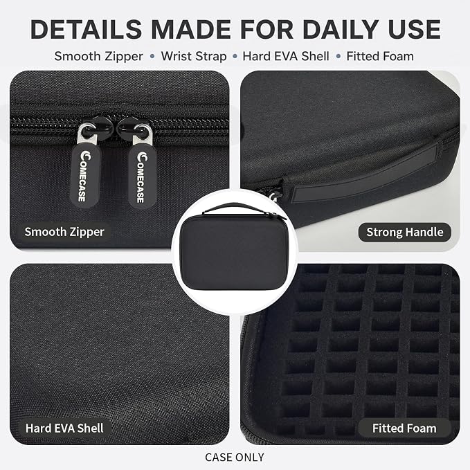 Comecase USB Flash Drive Case, Holds 85 USB Drives and 25 SD Cards | Pre-Cut Foam Stores 85 USB & 25 SD Cards; EVA Hard Shell, Black, X-Large, Case Only - Image 6