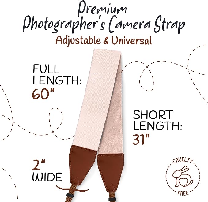Art Tribute Camera Strap - Shoulder, Crossbody & Neck Camera Strap for Photographers, Fits All Cameras, Canon Nikon Sony Fujifilm, Padded Strap W/Quick Release, Embroidered Cotton & Leather Ends - Image 5