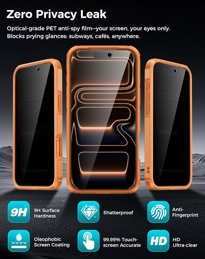 Goton 3 in 1 for iPhone 17 Pro Max Case with Privacy Screen Protector | Glass Camera Lens Protector,Compatible for MagSafe,Invisible Kickstand, Shockproof Phone Cover for iPhone 17 Promax - Image 5