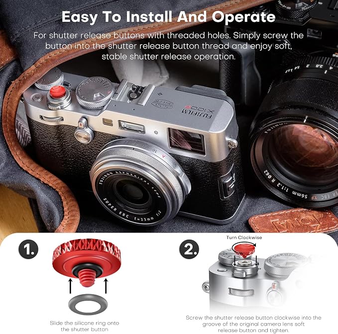 REYGEAK for Fujifilm Camera Shutter Button,4 Pcs Copper Soft Shutter Release Button,Camera Shutter Button Fits for Fuji Fujifilm X100 X100VI X-T5 X-T4 X-T3 Accessories(Red/Brass/Orange/Black) | Camera Shutter Button Accessories for Fuji Fujifilm X100 X... - Image 4