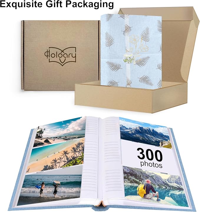 Holoary Photo Album 4x6 300 Photos, 300 Pockets 4”x6” Picture Album, Linen Fabric Cover Big Picture Book for Photos with Writing Area, 4x6 Photo Albums for Family Weddings Travel Memories(Blue) - Image 9
