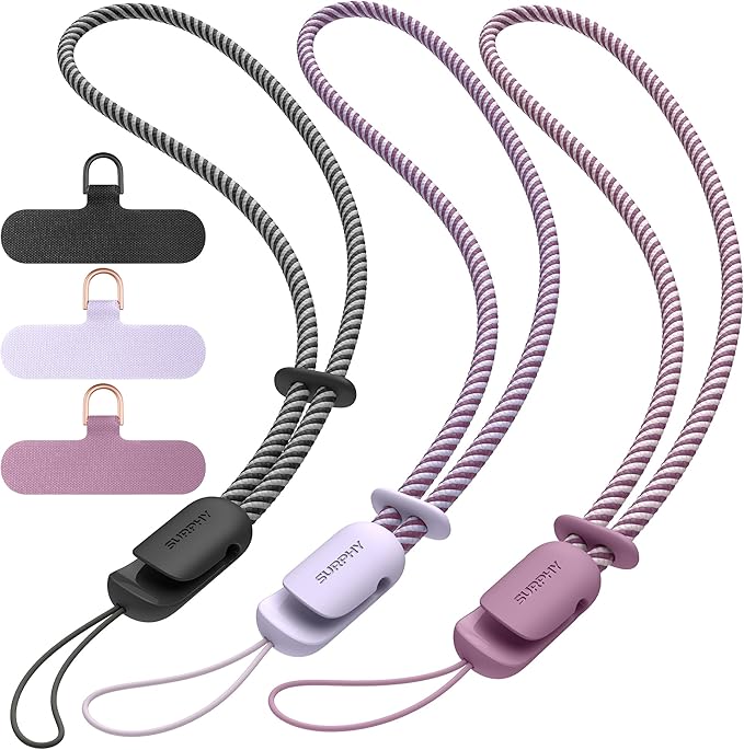 SURPHY 3 Pack Phone Wrist Strap, Phone Lanyard with Cellphone Tether Tab | Phone Strap Charm, Camera Wrist Strap with 2-Color Braided, Phone Wristlet, Wrist Lanyard for Case by SURPHY