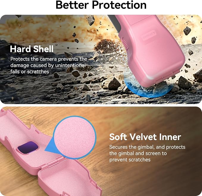 AMAZEAR Gimbal Screen Protective Cover for DJI OSMO Pocket 4/3/Xtra Muse, Pocket4 Accessories Portable Lens Cap Hard Case with Soft Lining for Carry/Protection/Storage, Quick Open/Close, Pink - Image 3