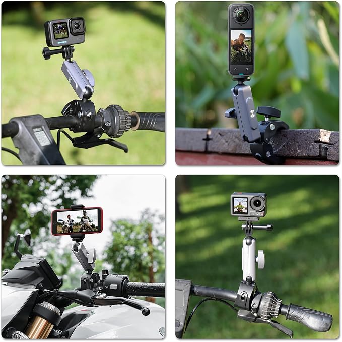 SOONSUN Super Clamp Camera Mount with Dual 360° Ballhead, Magic Arm & Phone Clip, Heavy Duty Clamp Mount for GoPro, Insta360, DJI Osmo, DSLR, iPhone, Bike Motorcycle Handlebar, Pole, Desk - Image 5