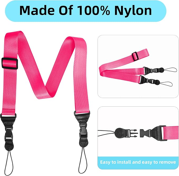 Adjustable Shoulder Strap:Comfortable iPad Strap Nylon Neck Lanyard for iPad/Samsung Tablet Case,Camera Binocular Crossbody Laptop Luggage Bag(Pink) | for iPad/Samsung Tablet Case,Camera Binocular Crossbody Laptop Luggage Bag - Image 6