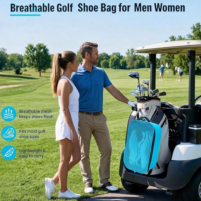 Golf Shoe Bag for Travel, Ventilated Sports Shoes Carrier, Portable Football Boot Organizer for Gym Men Women (1 Pcs-Sky Blue) - Image 2