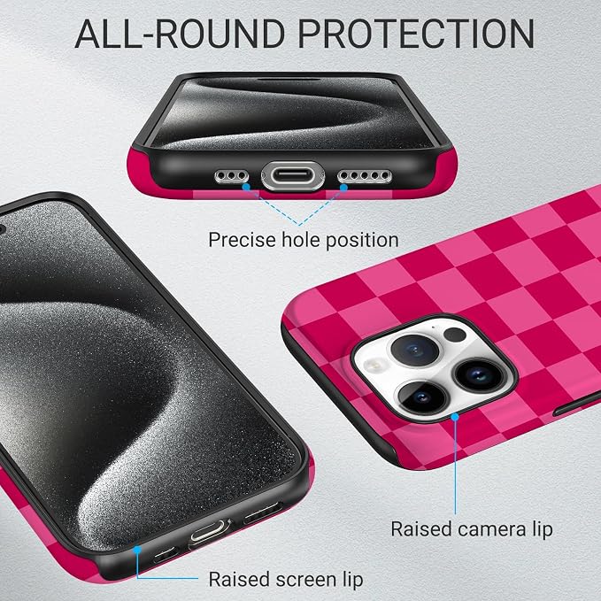 TPU Phone Case for iPhone 16 Pro Max, MagSafe Wireless Charging Compatible, Shockproof Slim Fit Protective Cover with Anti-Yellowing & Raised Camera Protection (Plaid 1, iPhone 16 Pro Max) - Image 3