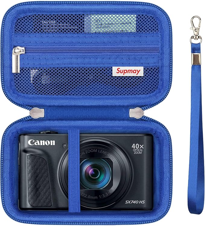 Carrying Case for Canon PowerShot SX740 HS, SX730 HS Camera, Blue | SX720 HS, SX620 HS, G7 X Mark III, G7 X Mark II Digital Camera, Storage Holder Travel Bag with Mesh Pocket for Battery Pack by Supmay