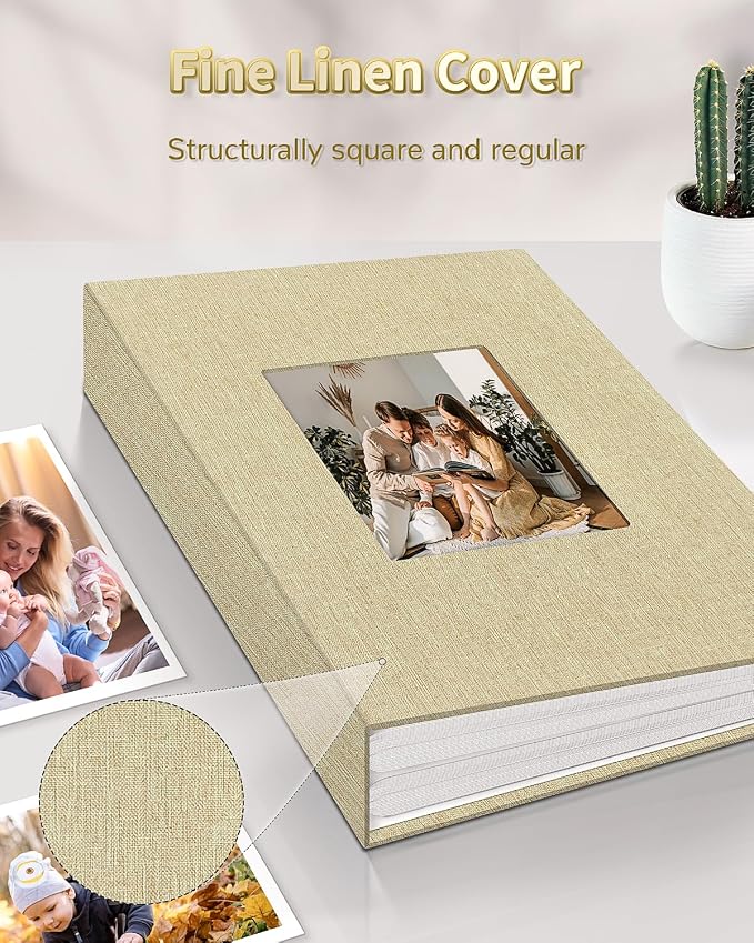 Artfeel Photo Album 4x6 with 100 Pockets,Slip-in Picture Albums,Linen Cover Memory Book with Front Window,White Page Vertical Photo Book for Wedding,Family,Anniversare,Baby,Vacation - Image 6