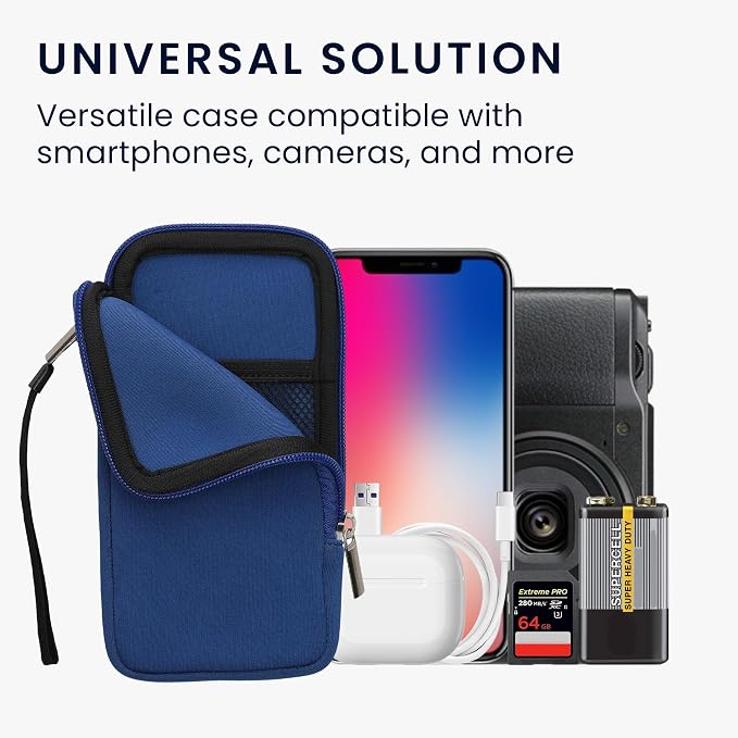kwmobile Universal Phone Pouch Size XL - 6.7/6.8" - Neoprene Smartphone Pouch with Zip - Water-Repellent Mobile Phone Case - Sleeve in Baltic Blue - Image 4