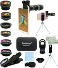 Cell Phone Camera Lens Kit,11 in 1 Universal 20x Telephoto 0.63Wide Angle 15X Macro 198°Fisheye 2X Telephoto Kaleidoscope CPL Starlight Eyemask Tripod,for Most iPhone Smartphone (Black) by Bostionye