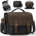 RAINSMORE Camera Bag, Vintage Canvas Camera Sling Bag Crossbody Camera Case | Water-resistant DSLR SLR Mirrorless Camera Bag for Photographer with Rain Cover & Tripod Holder for Sony Canon Nikon Fujifilm by RAINSMORE
