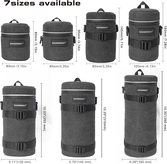 Camera Lens Case Lens Bag Compatible (3.15" x 3.74"(Canvas, Black)) - Image 7