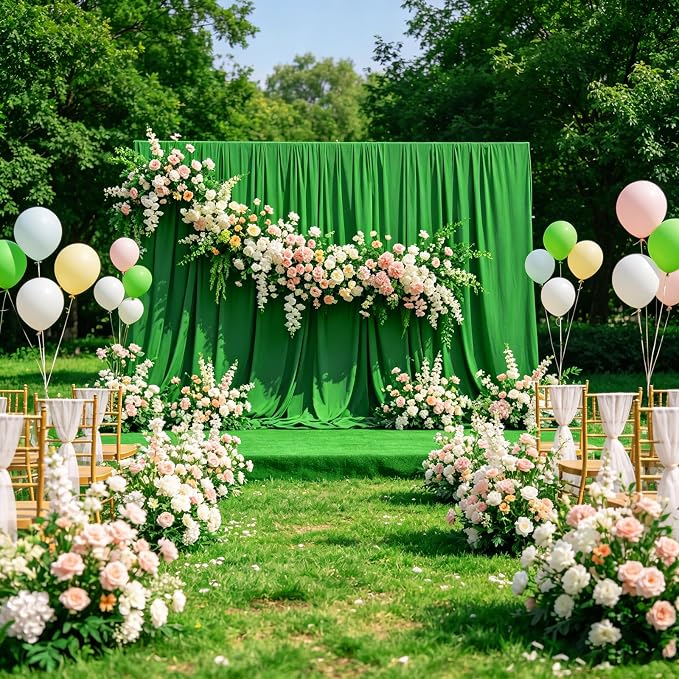 Green Photography Backdrop for Photoshoot, 10x10 Ft Polyester Photo Backdrop Curtains, Green Backdrops Screen for Photo Studio, Video, Content Creators, Birthday Parties Background - Image 4