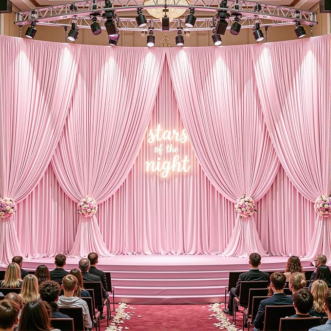 32ftx10ft Wrinkle Free Pink Backdrop Curtain - 10 Feet Photography Backdrop Drapes, Silky Polyester Back Drop Cloth for Wedding Baby Shower Balloon Arch Background - Image 8