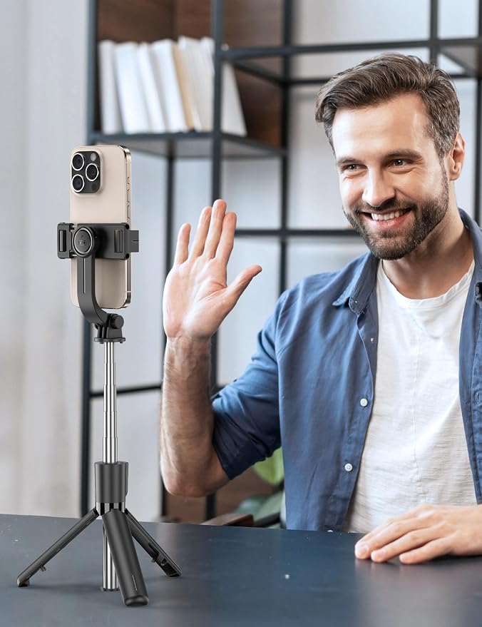 Portable Selfie Stick, 4 in 1 Extendable Phone Tripod Stand with Detachable Wireless Remote & Phone Holder 360° Rotating Mini Travel Tripod Compatible with iPhone 16/15/14/13 Pro/Android/Gopro - Image 9