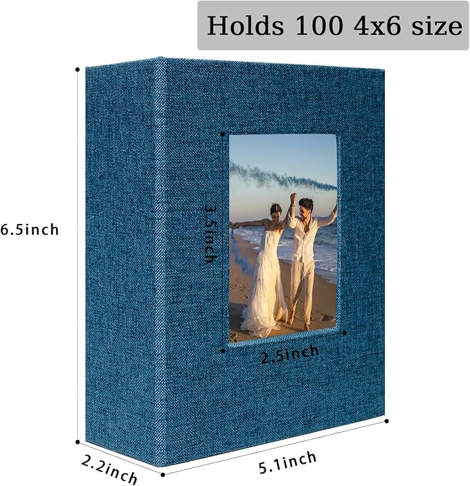 Small Photo Album 4x6 100 Pockets Linen Cover Picture Book Holds 4x6 Photos for Wedding, Baby, Family, Graduation - Image 5