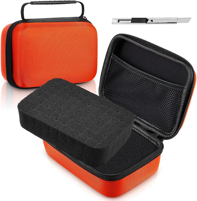 Relaxweex Hard Case with Foam, 7.1 X 4.7 X 3.1 Inch, Orange | EVA Waterproof Shockproof Case, Customizable Foam for Camera Electronics Instruments, Digital Products, with Knife by Relaxweex